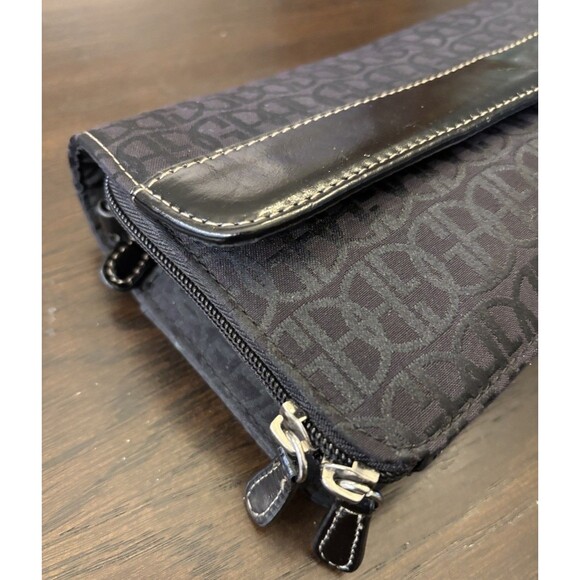 NWOT Giani Bernini Black Monogram Purse Handbag Faux Leather & Canvas 4” X 10” - Picture 10 of 13